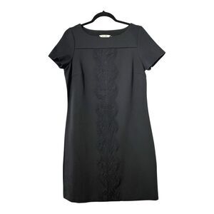Boden Womens Size 8 Black Short Sleeve Career Embroidered Dress